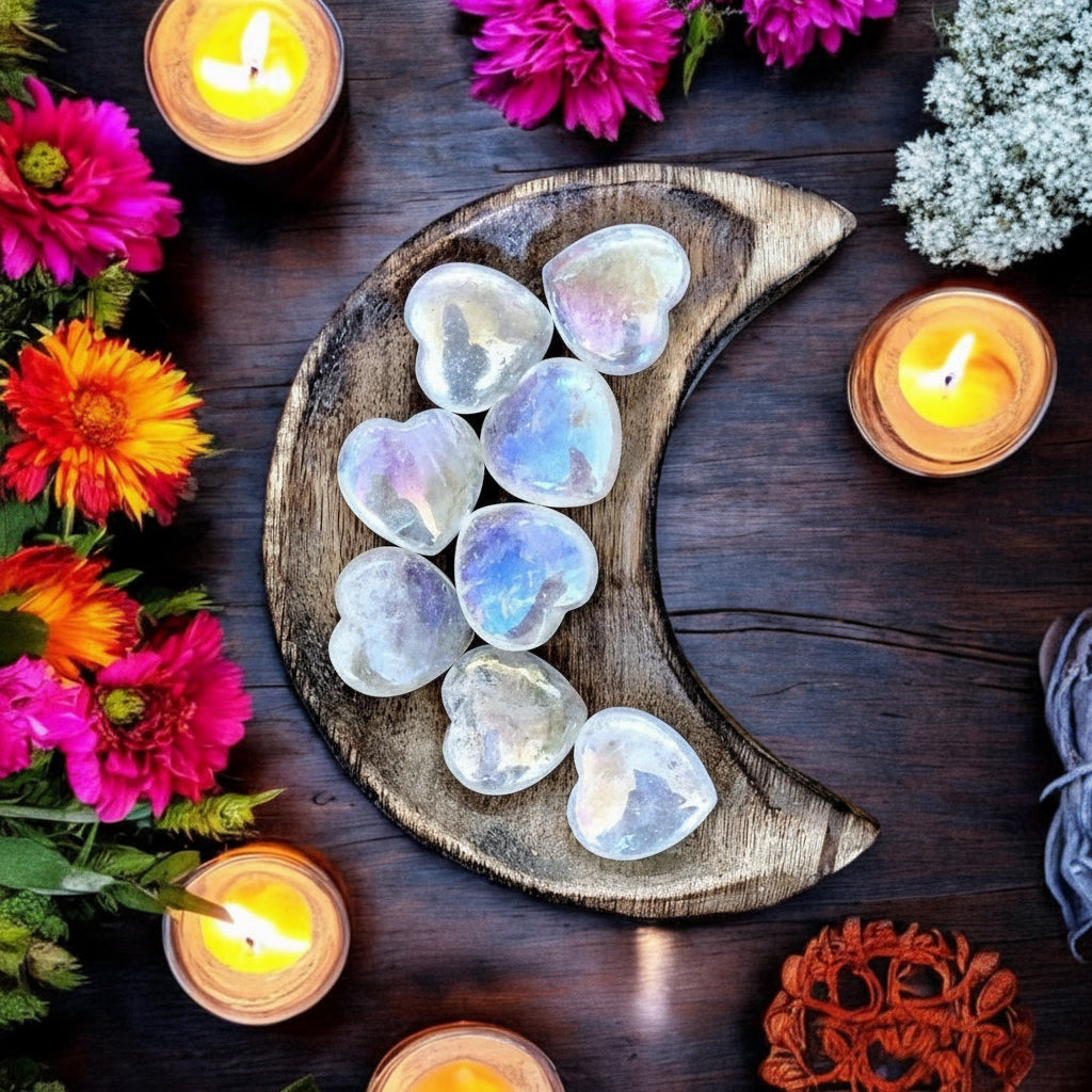 Angel Aura Clear Quartz Heart