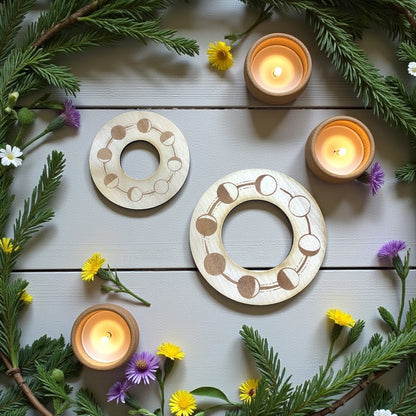 Wooden Sphere Stand | Moon Phase ~ Natural