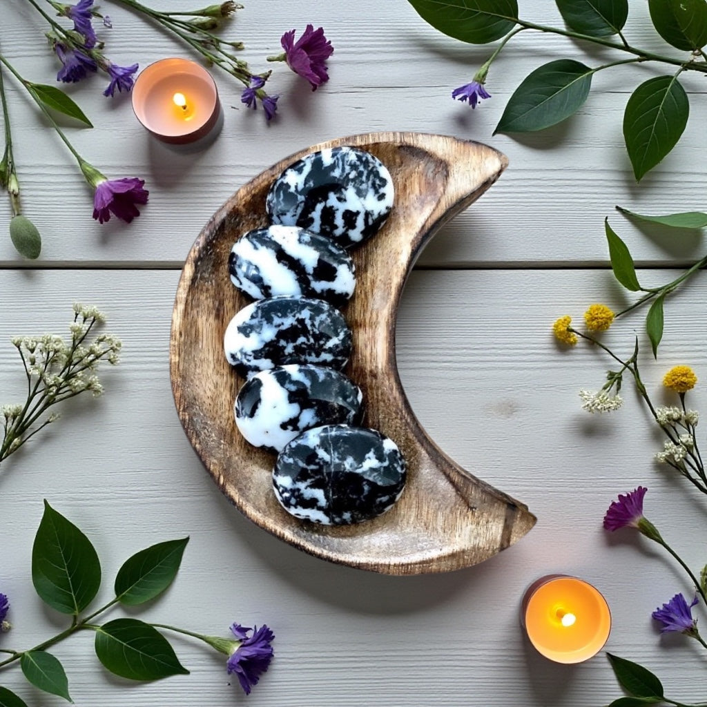 Zebra Jasper Pillow Palm Stone