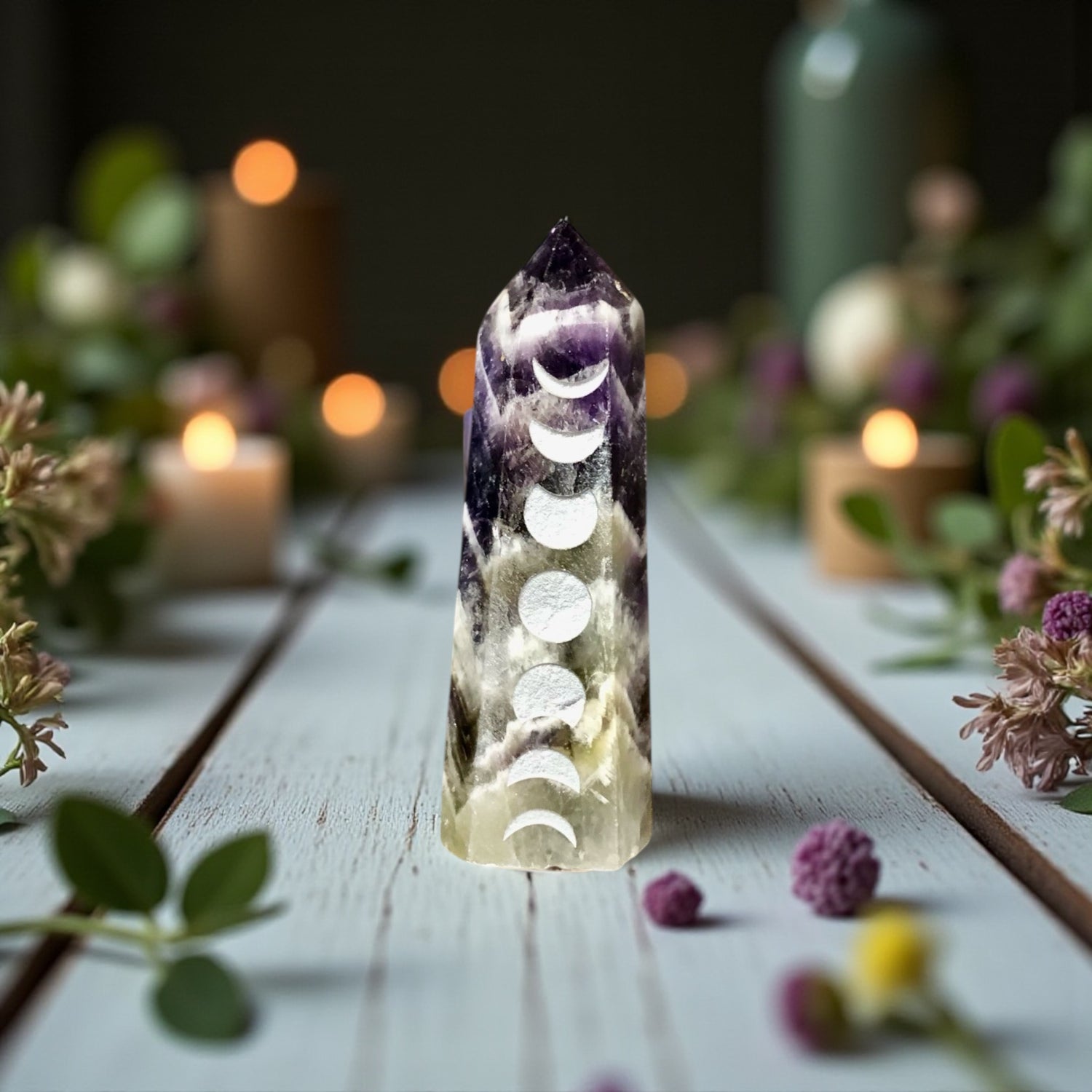 Chevron Amethyst Point | Moon Phase