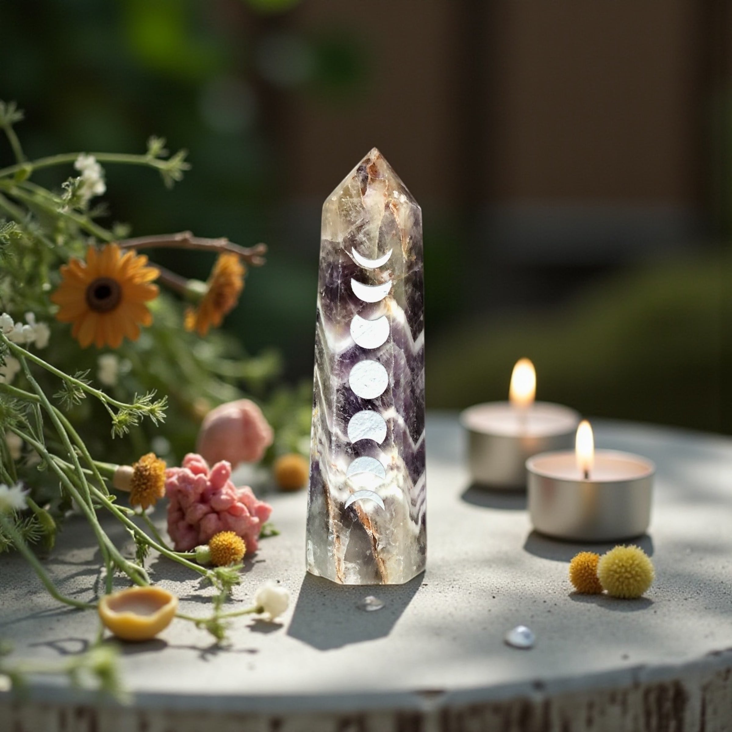 Chevron Amethyst Point | Moon Phase