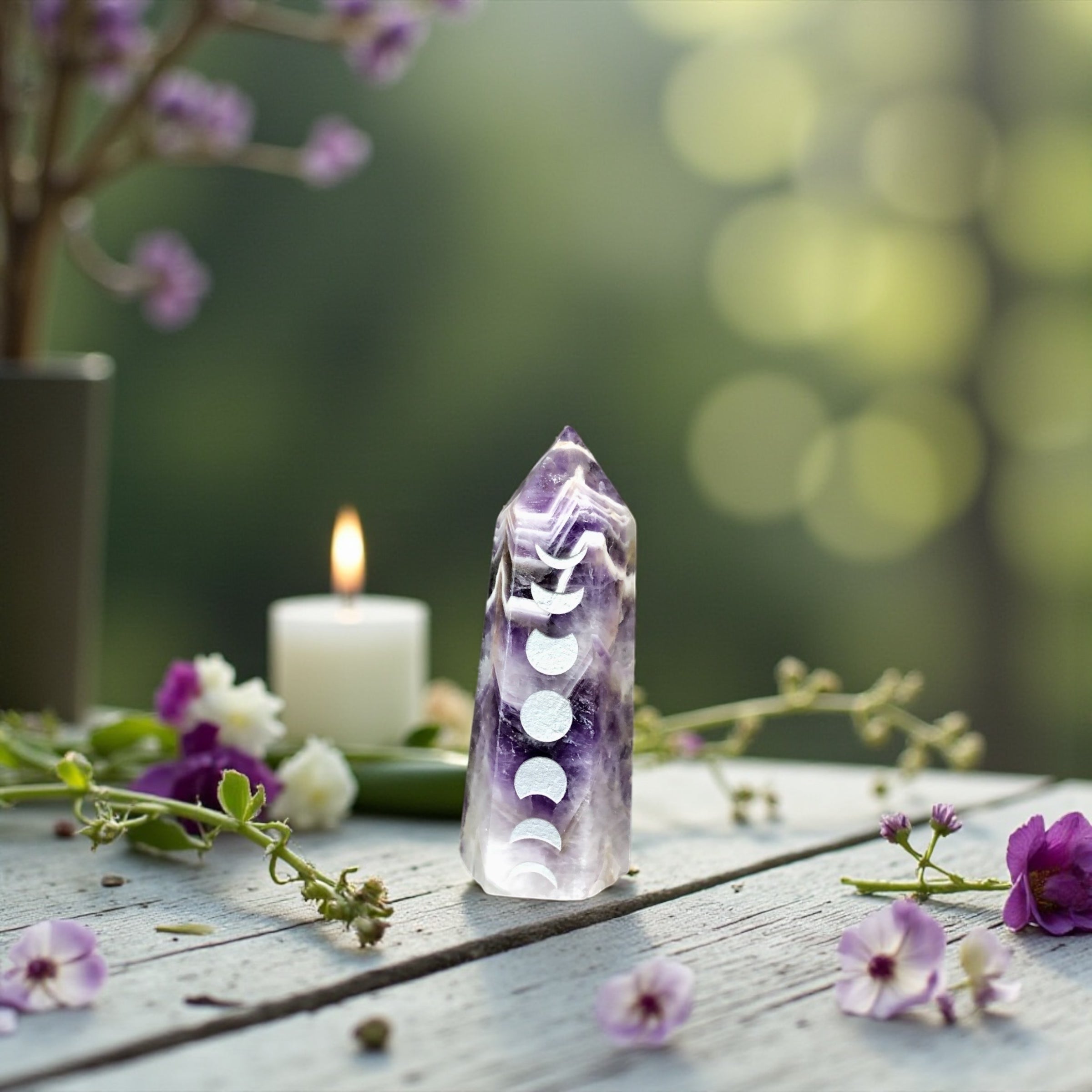 Chevron Amethyst Point | Moon Phase