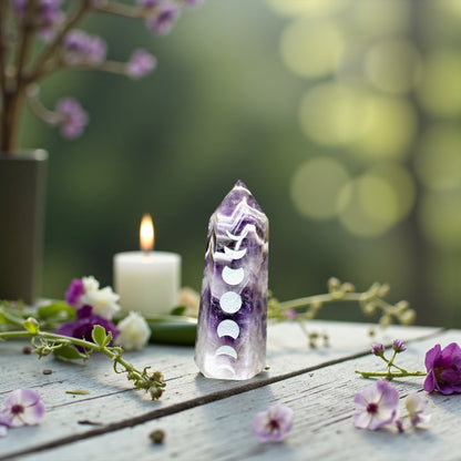 Chevron Amethyst Point | Moon Phase